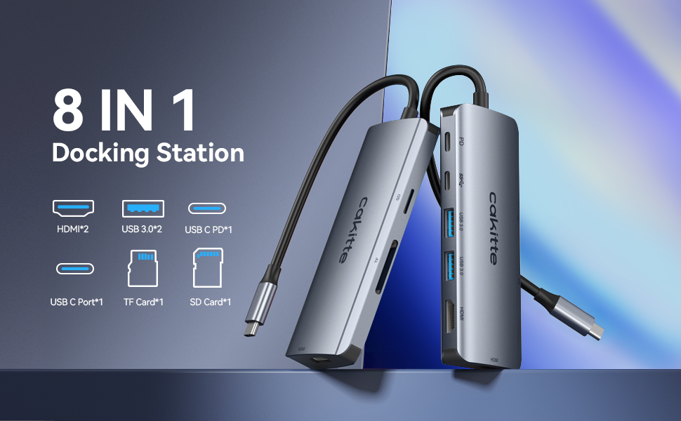 USB C Laptop Docking Station, Cakitte USB C Hub Dual