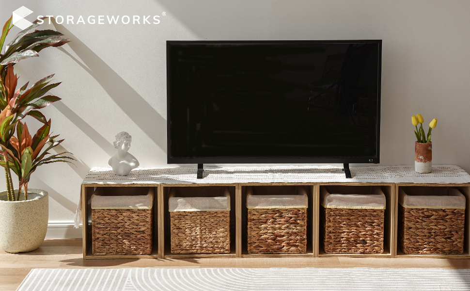 StorageWorks Wicker Storage Cubes with Liners, Water