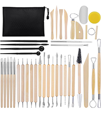 Red Pottery Clay Nozomy 12-Piece Pottery Tool Set - Clay Sculpting & Carving Kit (Stainless Steel) No Fire Pottery Clay