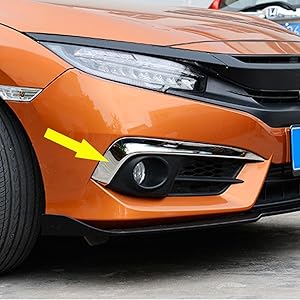 RQING for Honda Civic 10th 2016 2017 2018 Chrome Front Fog Light Cover Trims