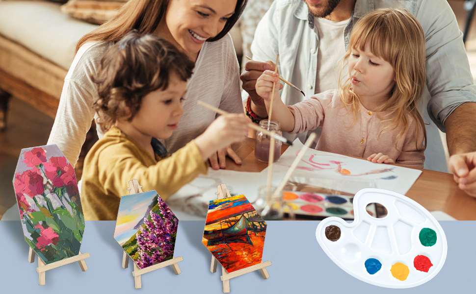 30 Packs Canvases for Painting with Palettes Mini Easels
