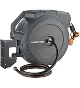 Giraffe Tools Hose Reel 5/8 inch x 90 ft PRO Metal Bracket, Garden Hose Reel Heavy Duty, Any Leng...