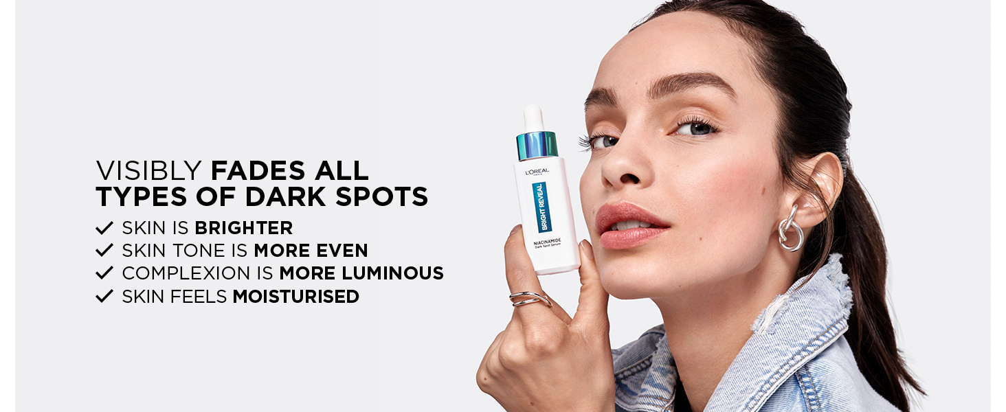 Brighter skin, even skin tone, lumunius complexion, moistuerised skin, results in 1 week