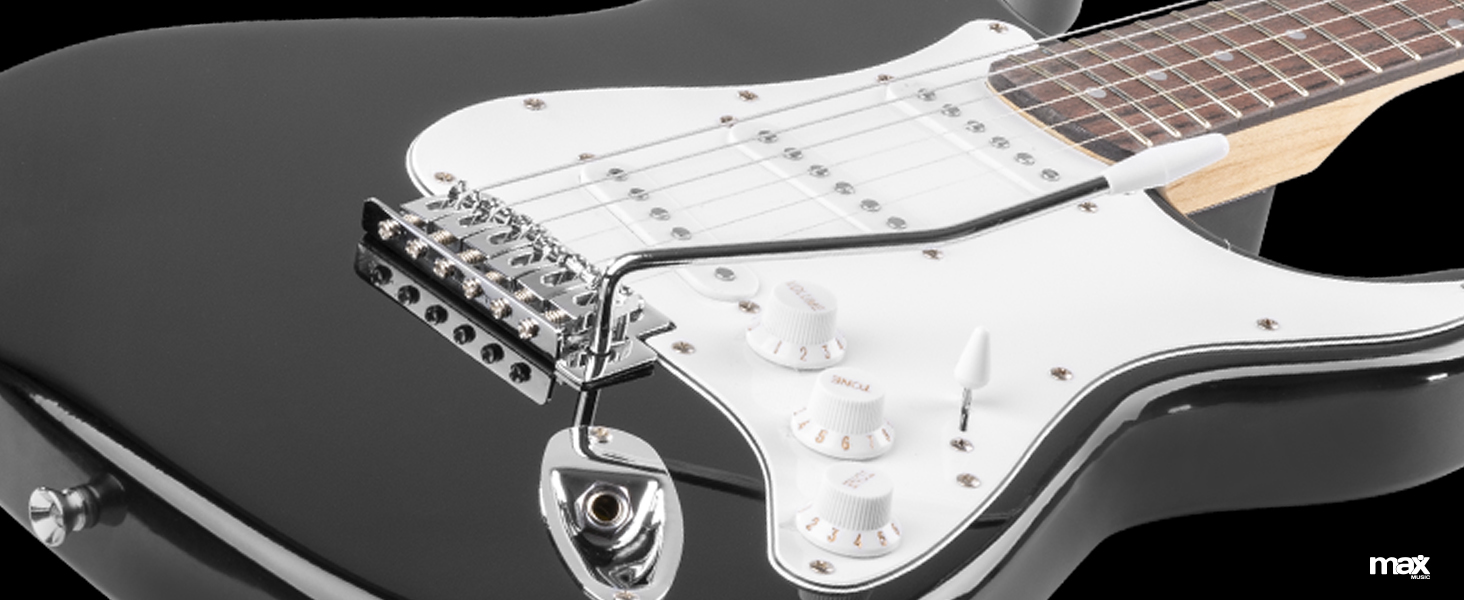 Max GigKit Beginner Electric Guitar Starter Pack Full Size Jet Black