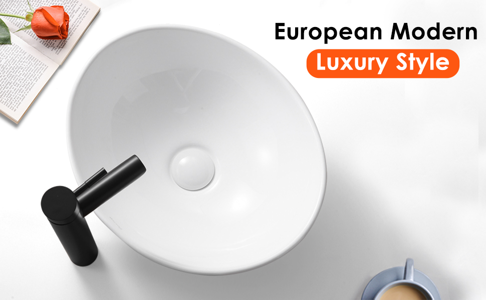 Davivy 16'' X 13.5'' Oval Vessel Sink with Pop Up Drain,Bathroom Sinks