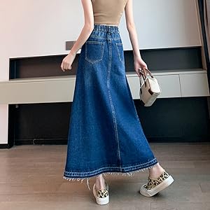 Amazon.co.jp: [MMTYRM] デニムロングスカート マキシ丈 フレア