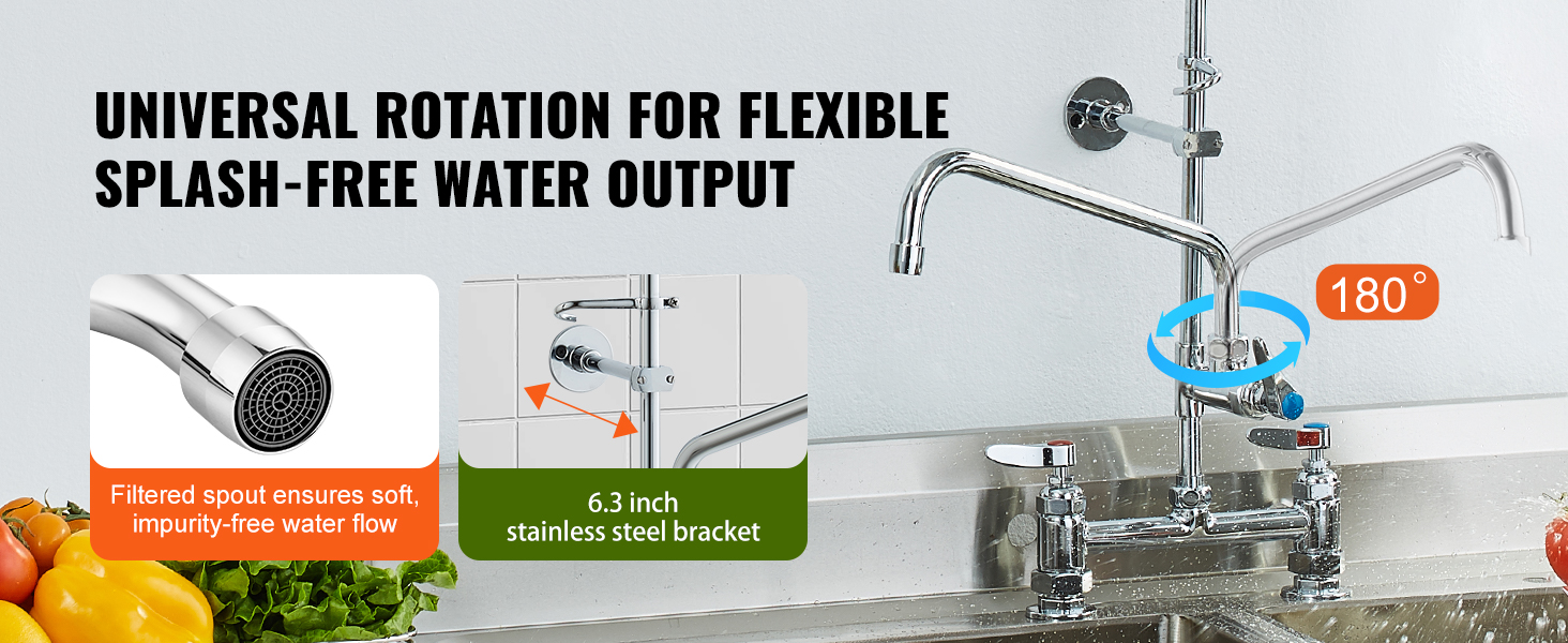 Commercial Deck Mount Kitchen Sink Faucet
