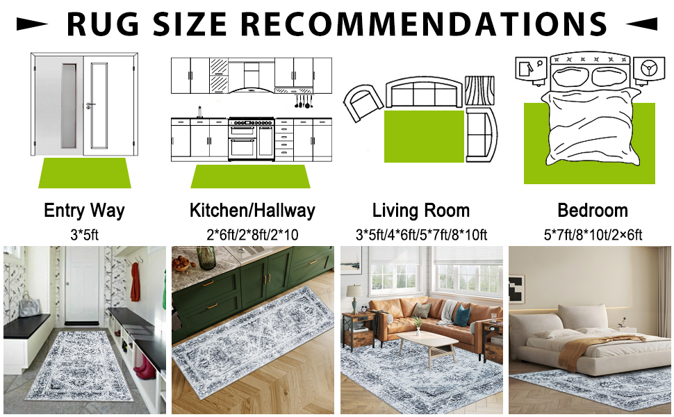 TQONEP Boho Area Rug, Washable Area Rug 8x10 with AntiSlip Backing