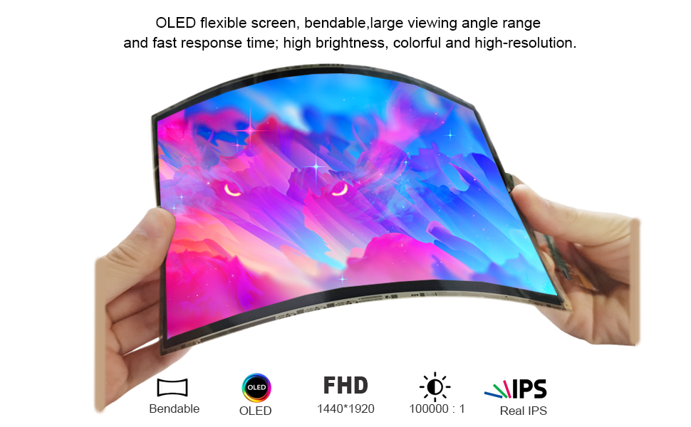wisecoco 7.8 inch Flexible Display Curved Bendable Screen