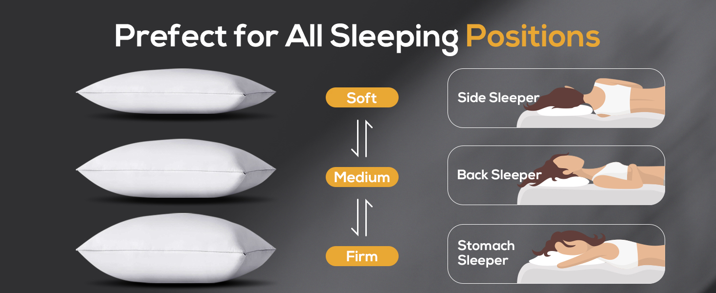 Luxury Goose Feather Down Pillow King Size Set of 2 Pack