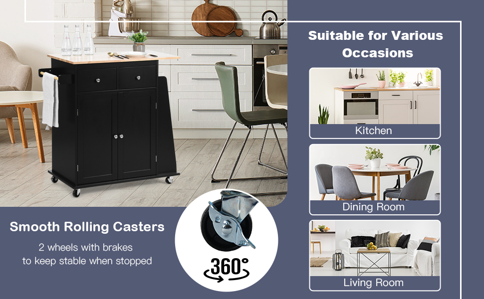 kitchen island cart black