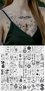 black theme vintage tattoos gothic temporary tattoos