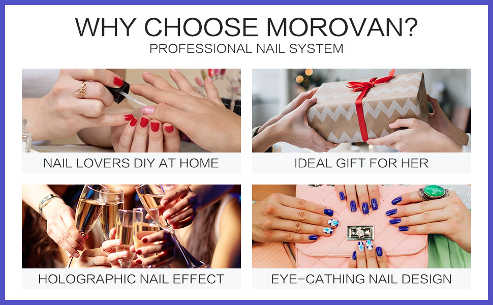 Morovan Chameleon Gel Nail Polish Kit with Base Coat & Top Coat 4