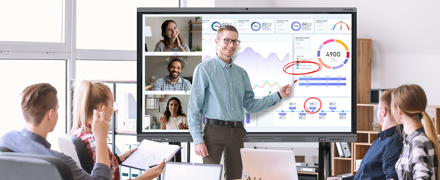 Shiarffe x5 smart board for remote video and wireless screen mirror