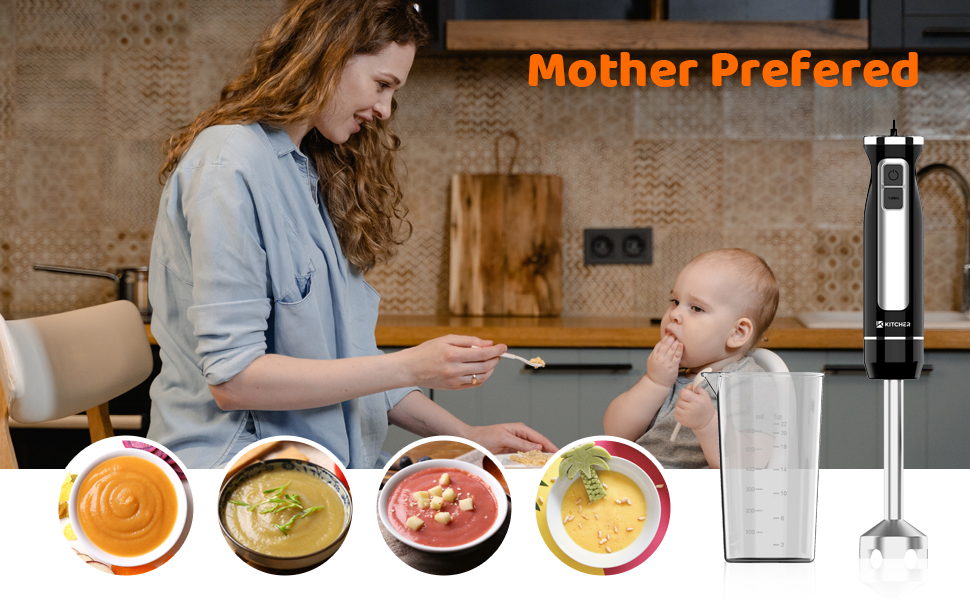 Kitcher KHB5001 Hand Blender Electric, 5in1 MultiSpeed Immersion