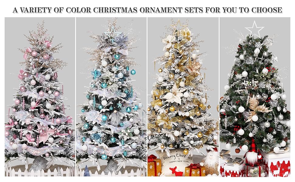 Christmas Tree Ornaments Set, 132 Pack Christmas Ornaments