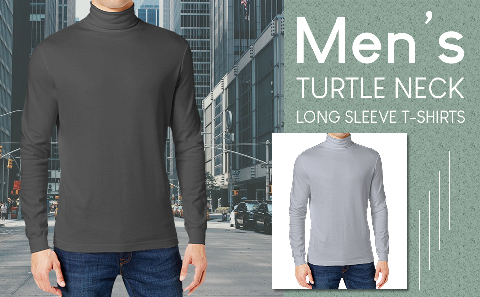 2-Pack Men's Long Sleeve Turtle Neck T-Shirt Tee Layer