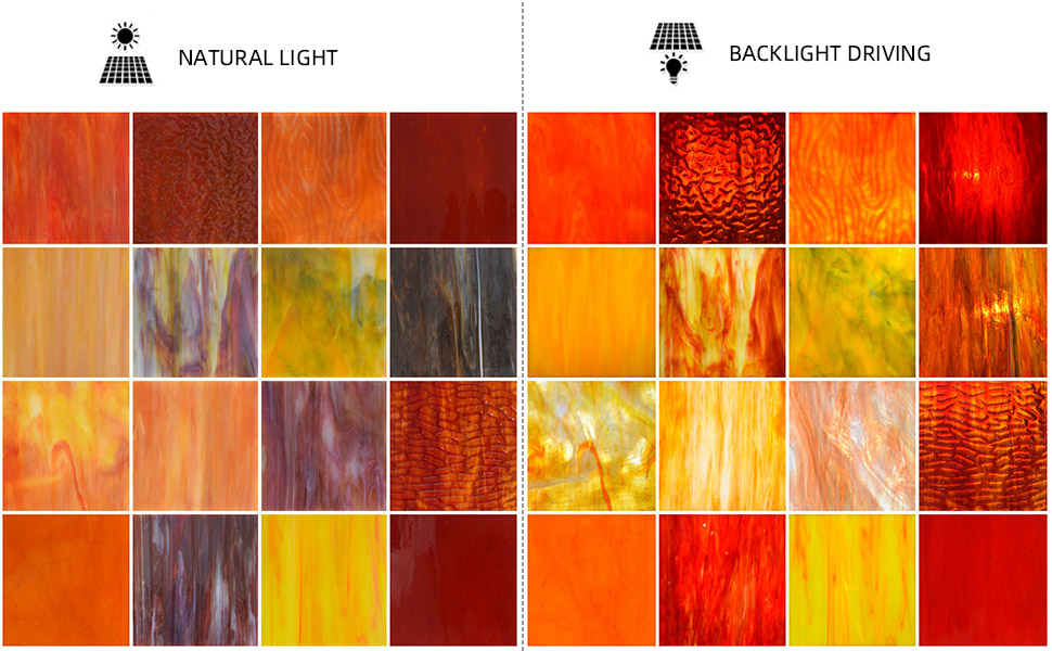 wecrejoni 16 Sheets Red Series Stained Glass Sheets, 4x6 inch Large Cathedral Glass