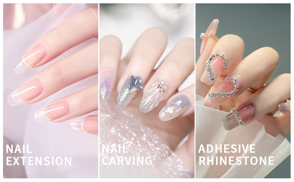 Acrylic nail set with nail enhancement sequins