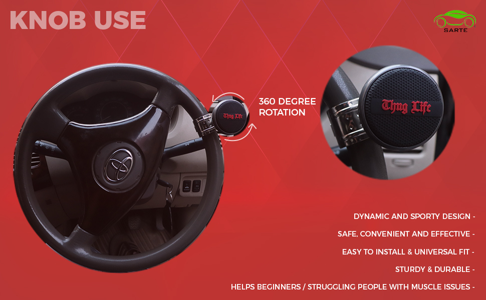 SARTE SA04KB4 Universal Car Steering Knob Wheels Spinner Knob, 360° Rotation Steering Wheel Knob