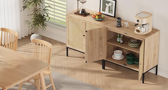 Amazon.com: Yechen Set of 2 Rattan Sideboard Cabinets with