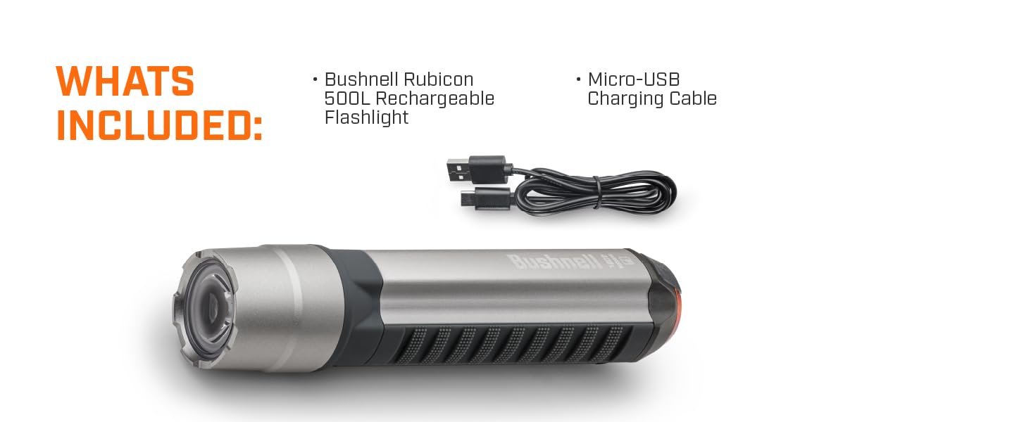 Bushnell Flashlight Rechargeable 500L Rubicon Series Compact