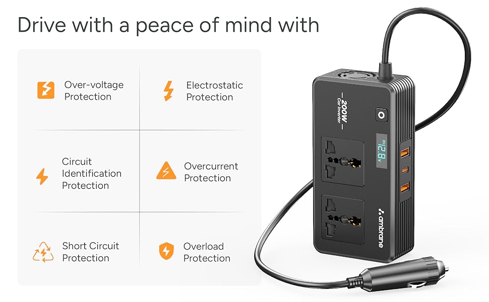 Ambrane car extension board;car laptop charger;car inveter;mini inveter for car;car accessories