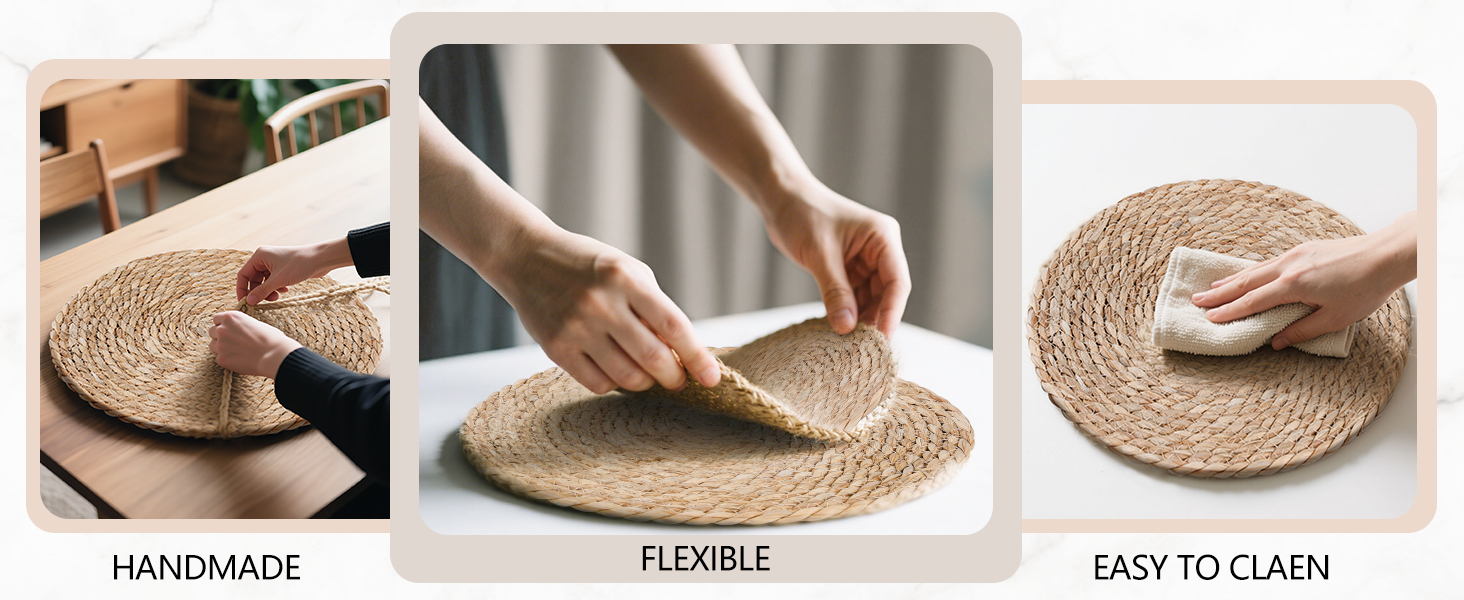 AIMSEAL 13 Inch Woven Placemats Set for Dining Table Decor