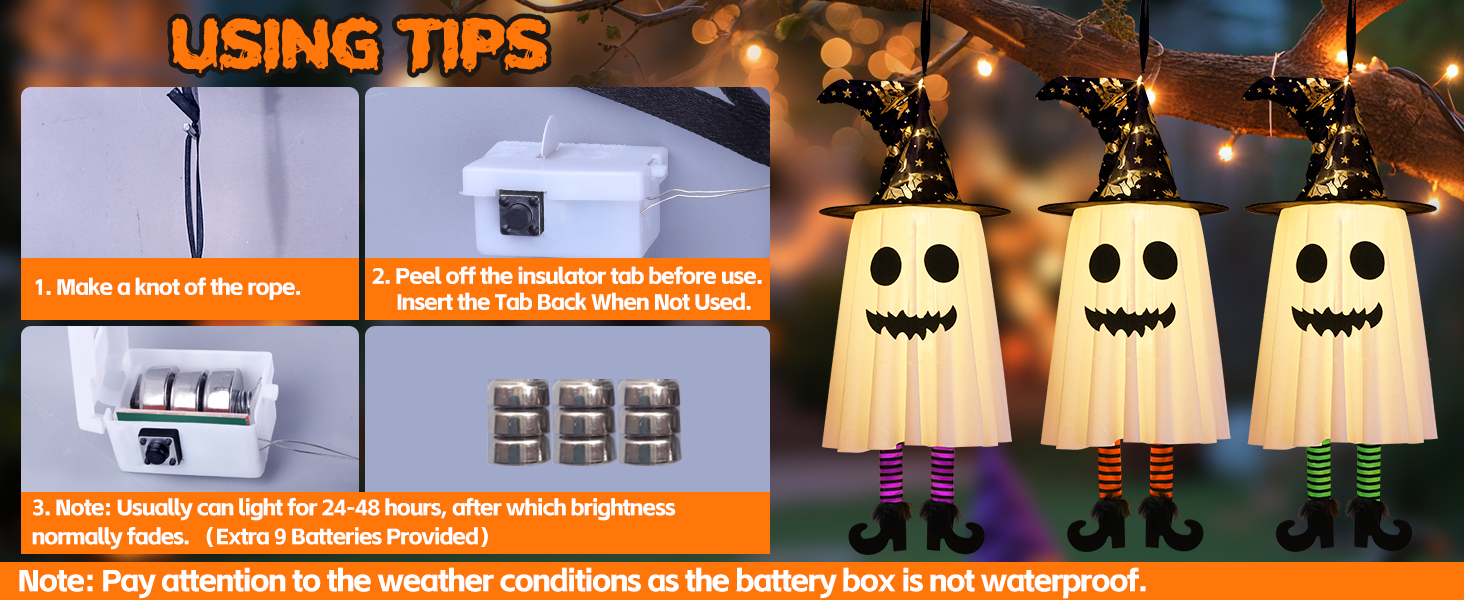 Make a knot of the rope and hang them everywhere you like to enhance the Halloween atmosphere