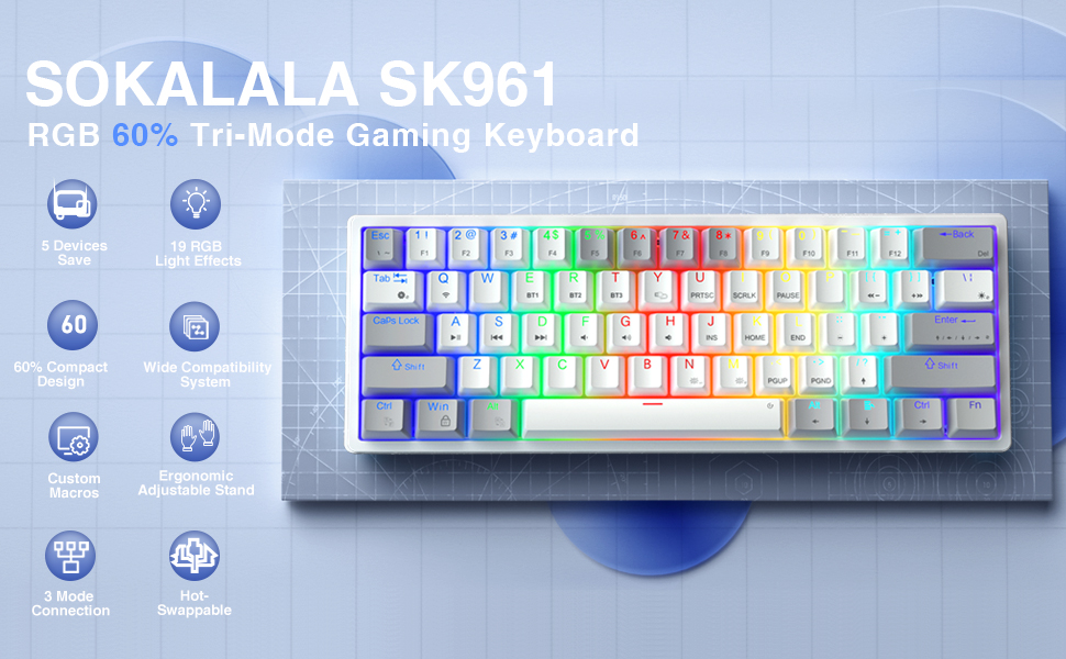 60 percent keyboard mechanical keyboard wireless keyboard 60% percent gaming keyboard hot swappable