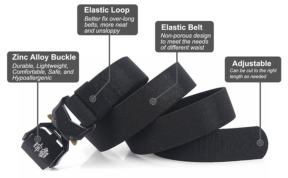 TENINE Elastic Belts for Men Women, Tactical Nylon Canvas Belt Military