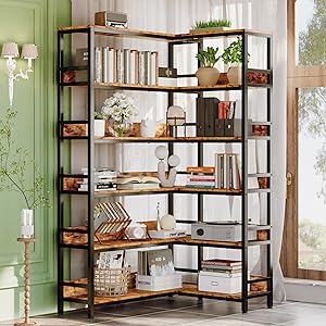 industrial corner bookshelf