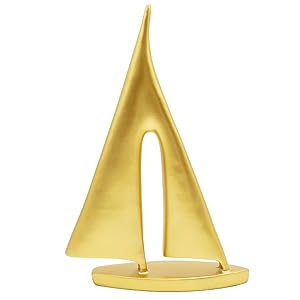 Golden Sailboat Statue Home Decor