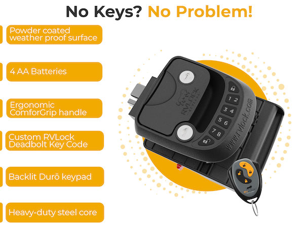 RVLock Compact and Key Fob Keyless Entry Keypad, RV/5th Wheel Lock Accessories