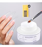 GELLEN Clear Builder Gel for Nails, 30g Nail Extension Hard Gel with 20 Pcs Forms, UV/LED Long La...
