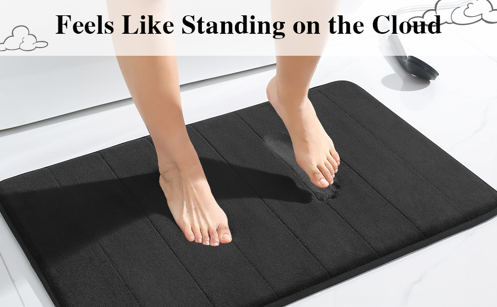 Leelarug Memory Foam Bath Mat Black 15 x 23 Inch, Soft and Absorbent