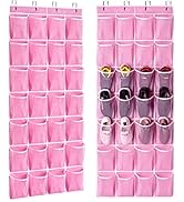 KEEPJOY 28 Pocket Over The Door Shoe Organizer, 2Pack Hanging Shoe Organizer for Door, Hanging Do...
