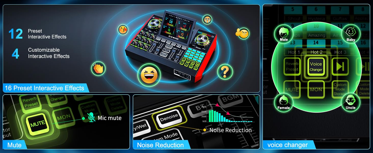 audio mixer sound board usb audio interface live sound card podcast mixer