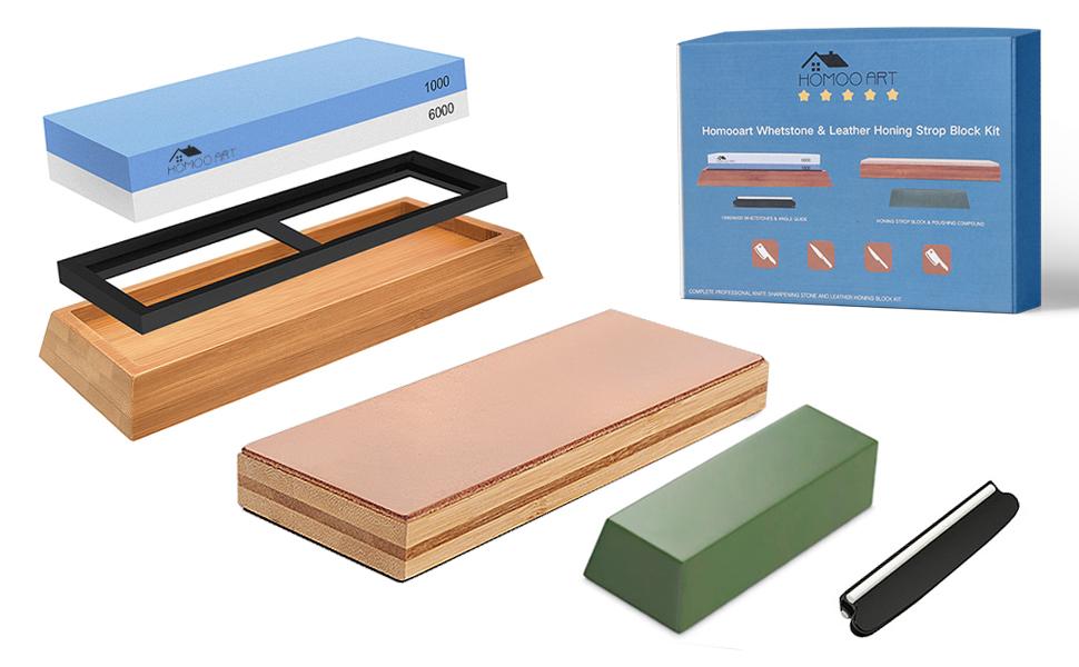 Complete Knife Sharpening Stone Set, Dual Grit 1000/6000