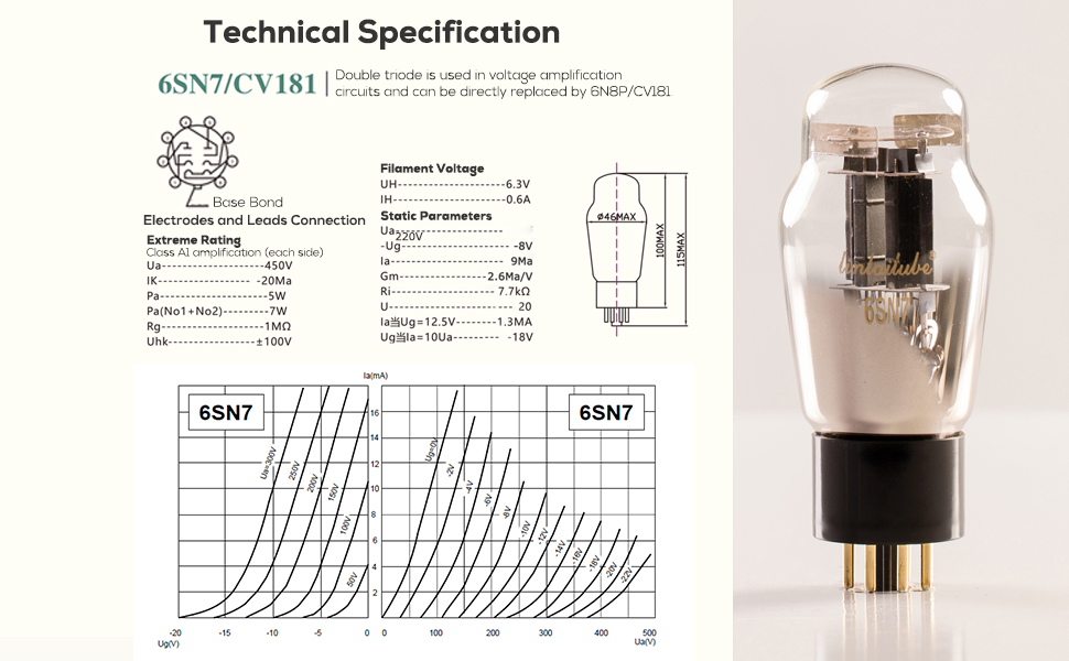 Amazon.com: LINLAI 6SN7 1 Pair Free Matching Vacuum Tube for