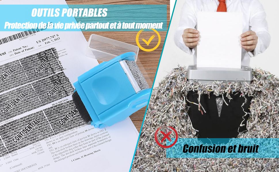 Xnourney Tampon Confidentiel Roulant, Tampon Roulant de Protection Contre le Vol d'identité