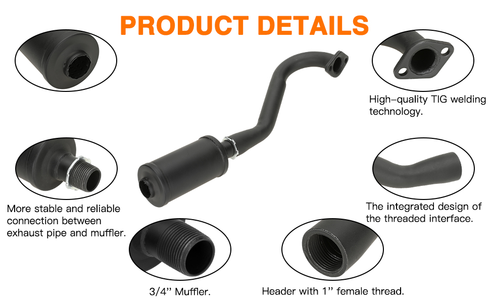 FVRITO Exhaust Pipe Muffler Silencer Kit for Non Hemi