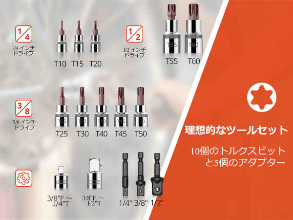 Amazon | GETLITOOL トルクスビット 15PCS ソケットセット S2