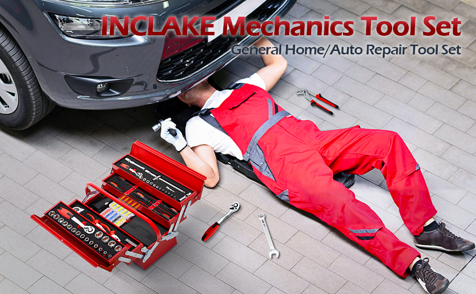 INCLAKE 573Piece Mechanics Tool Set in 3 Drawer Storage Box, General