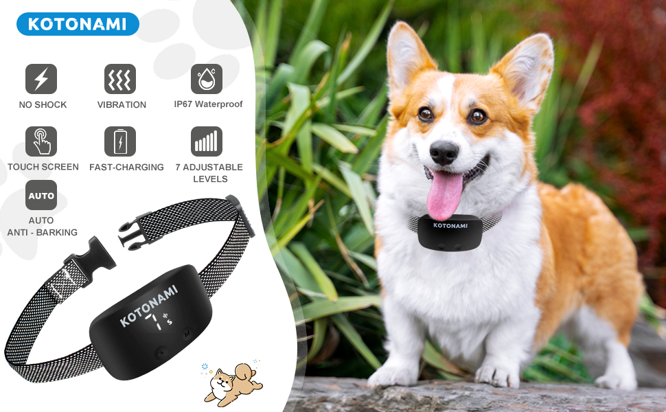 Anti Bark Collar, Rechargeable Anti Barking Dog Collar,Safety Humane