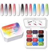 Karroy Sponge Pat Paint Nail Gel, Ombre Nails Gradient Gel Nail Blush Blooming Aura Nails Drawing...