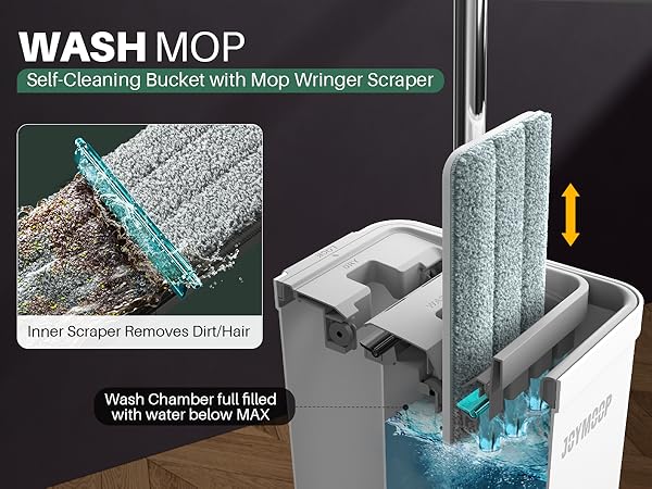 Mop Bucket with Wringer Scrapers Squeeze Water