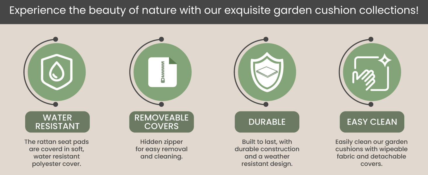 Gardenista Outdoor Seat Cushion Pads for Rattan Furniture Water