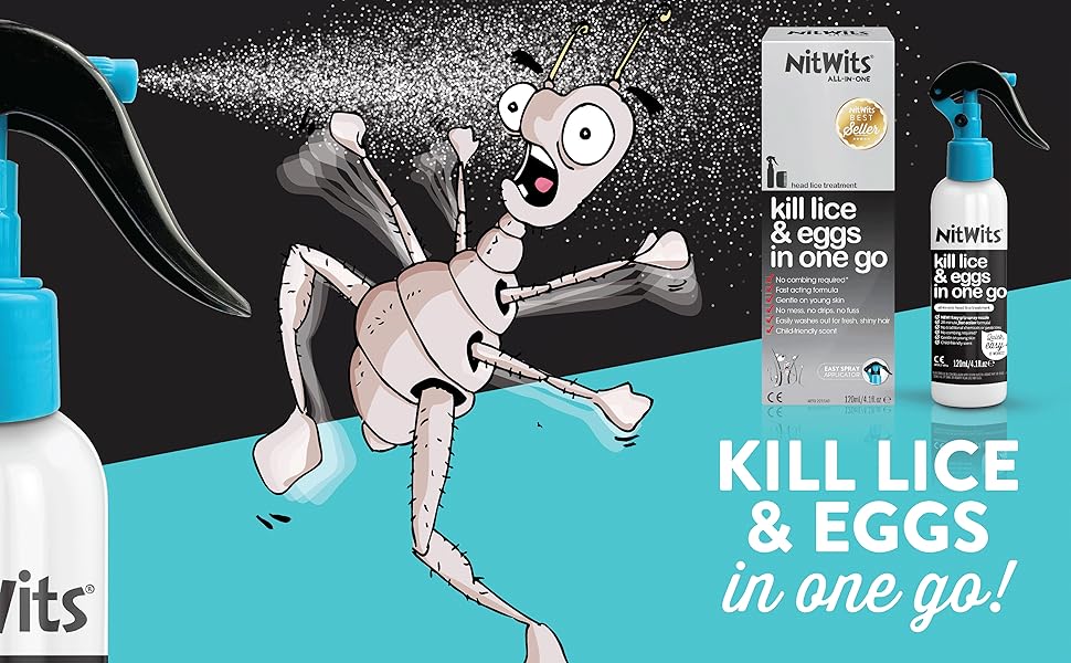 NitWits AllInOne Head Lice Treatment Spray, Kills Nits & Eggs