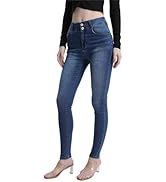 ZMTUO Women's High Waisted Skinny Jeans Stretch Blue Wash Denim, Double Button Closure, Tummy Con...